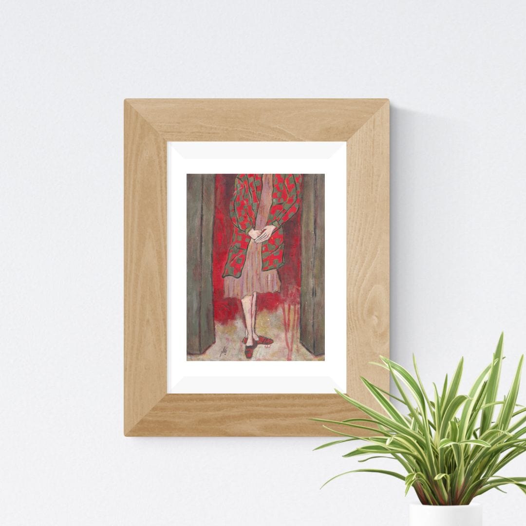 Posters, Prints, & Visual Artwork Girl In Red Figurative Expressionist: "Miss Marple"