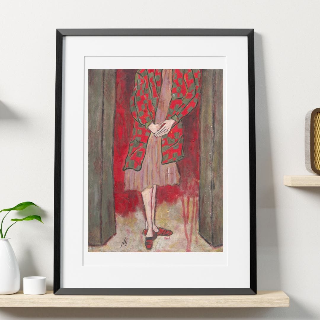 Posters, Prints, & Visual Artwork Girl In Red Figurative Expressionist: "Miss Marple"