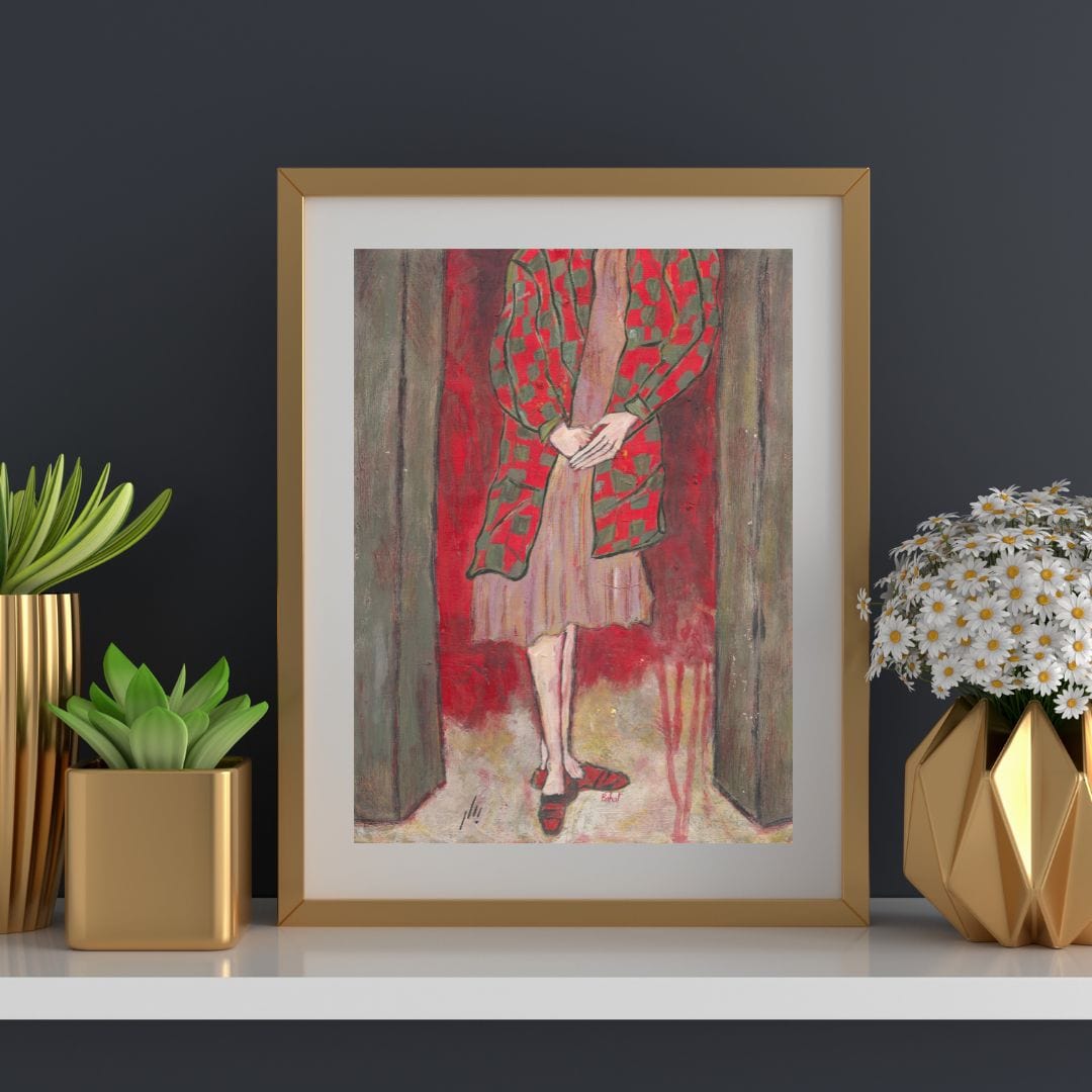 Posters, Prints, & Visual Artwork Girl In Red Figurative Expressionist: "Miss Marple"