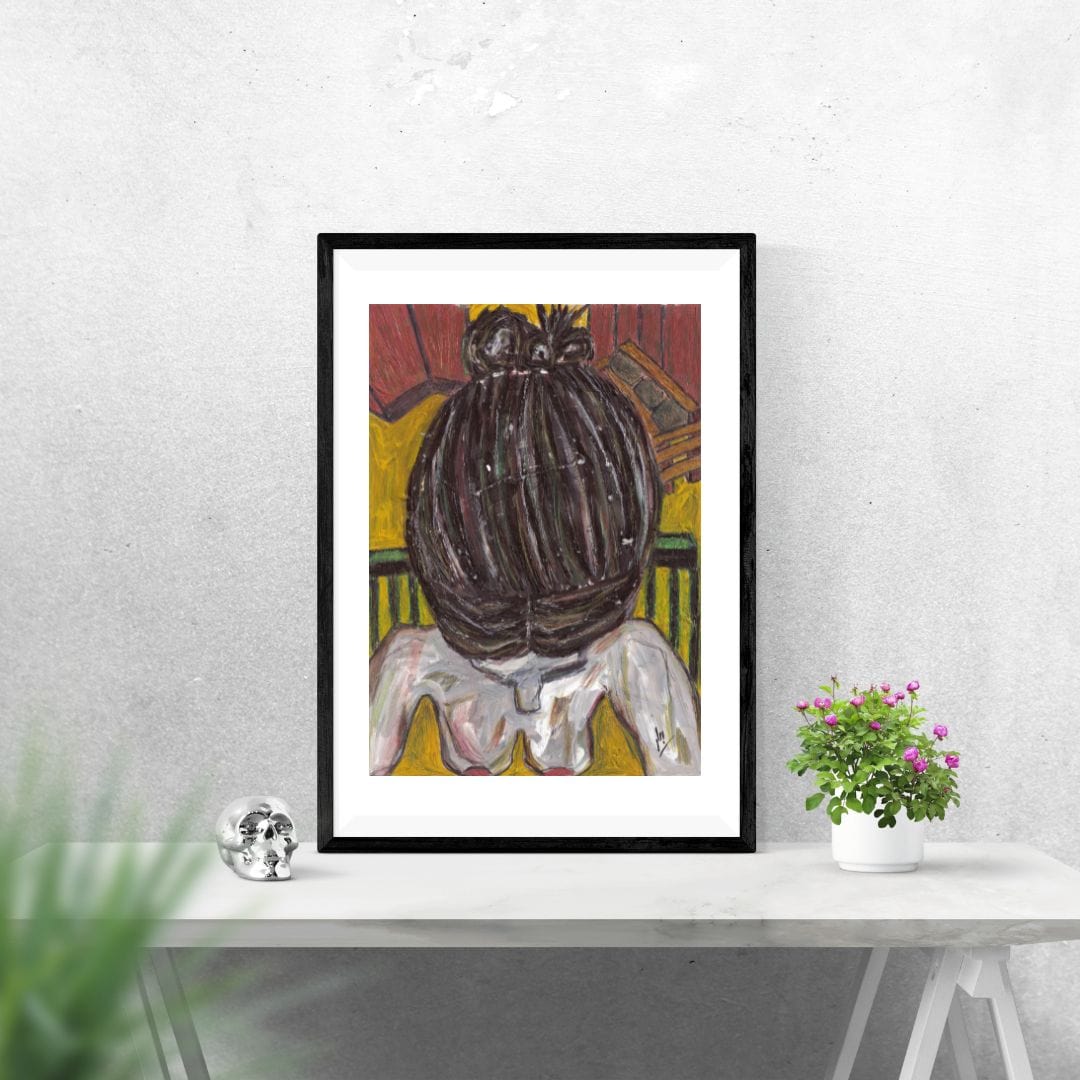 Posters, Prints, & Visual Artwork Girl With Bun Figurative Art: "The Cleaning Lady"