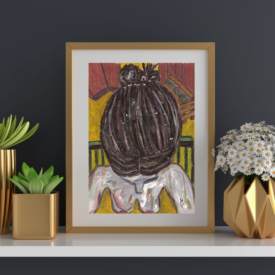 Posters, Prints, & Visual Artwork Girl With Bun Figurative Art: "The Cleaning Lady"