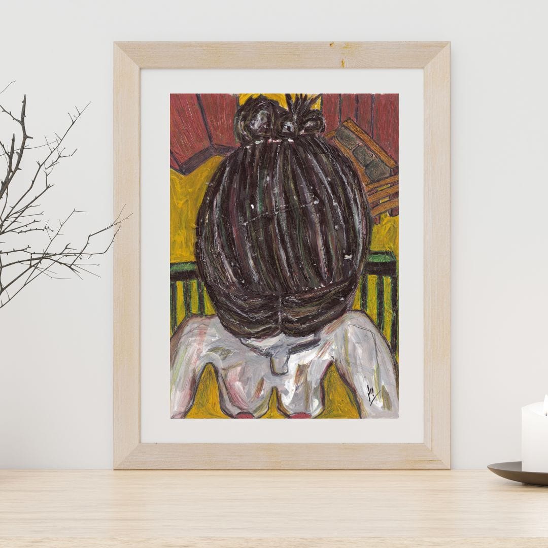 Posters, Prints, & Visual Artwork Girl With Bun Figurative Art: "The Cleaning Lady"