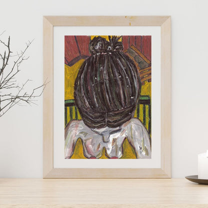 Posters, Prints, & Visual Artwork Girl With Bun Figurative Art: "The Cleaning Lady"