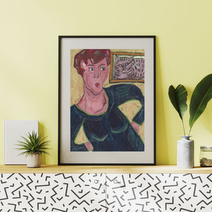 Posters, Prints, & Visual Artwork Girl With Curious Cat: "The Cat's Frame of Mind"