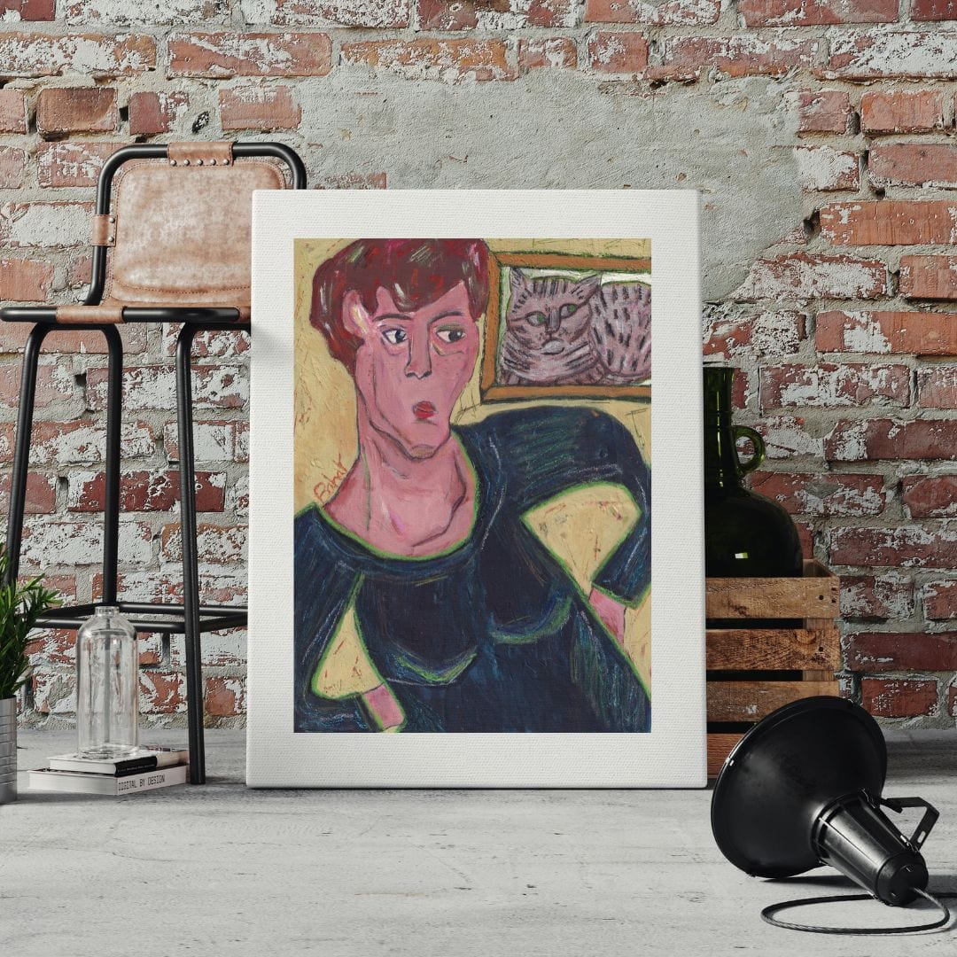 Posters, Prints, & Visual Artwork Girl With Curious Cat: "The Cat's Frame of Mind"