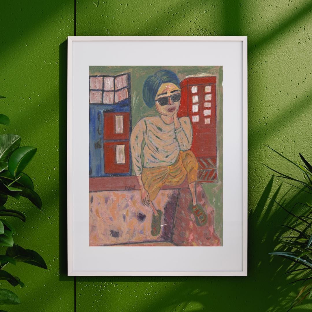 Posters, Prints, & Visual Artwork Girl With Sunglasses Figurative Portrait: "Barbara"