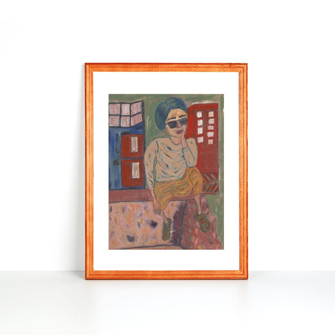 Posters, Prints, & Visual Artwork Girl With Sunglasses Figurative Portrait: "Barbara"