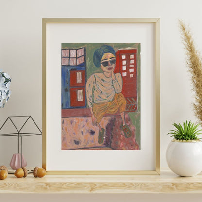 Posters, Prints, & Visual Artwork Girl With Sunglasses Figurative Portrait: "Barbara"