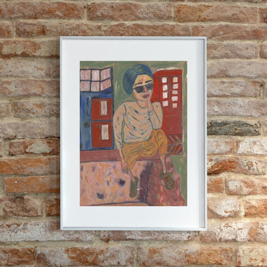 Posters, Prints, & Visual Artwork Girl With Sunglasses Figurative Portrait: "Barbara"