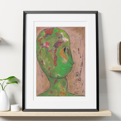 Posters, Prints, & Visual Artwork Green Creature Neo-Expressionism Art: "Color-blind"