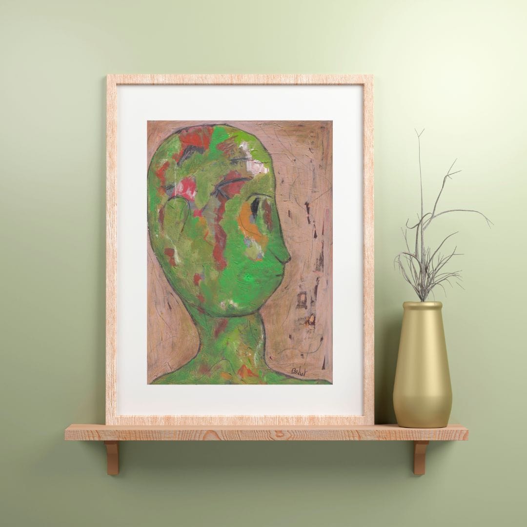 Posters, Prints, & Visual Artwork Green Creature Neo-Expressionism Art: "Color-blind"