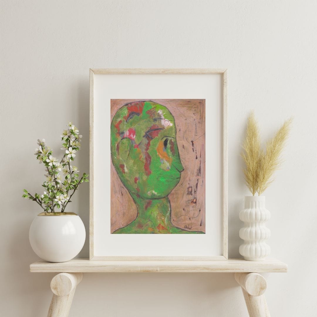 Posters, Prints, & Visual Artwork Green Creature Neo-Expressionism Art: "Color-blind"