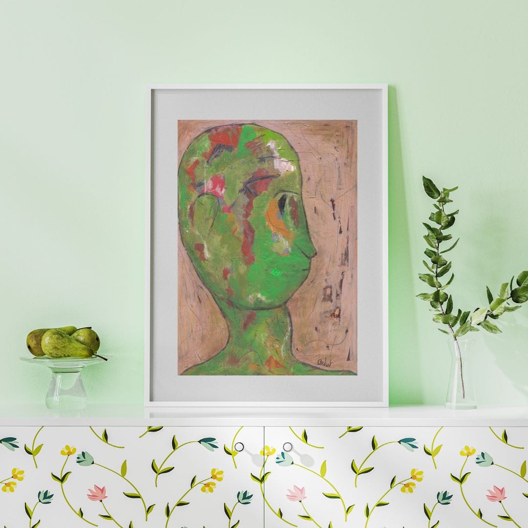 Posters, Prints, & Visual Artwork Green Creature Neo-Expressionism Art: "Color-blind"