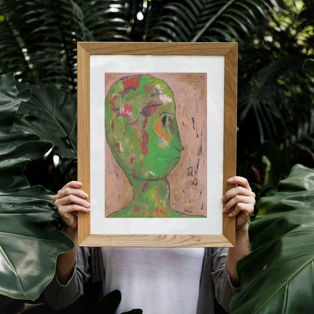 Posters, Prints, & Visual Artwork Green Creature Neo-Expressionism Art: "Color-blind"