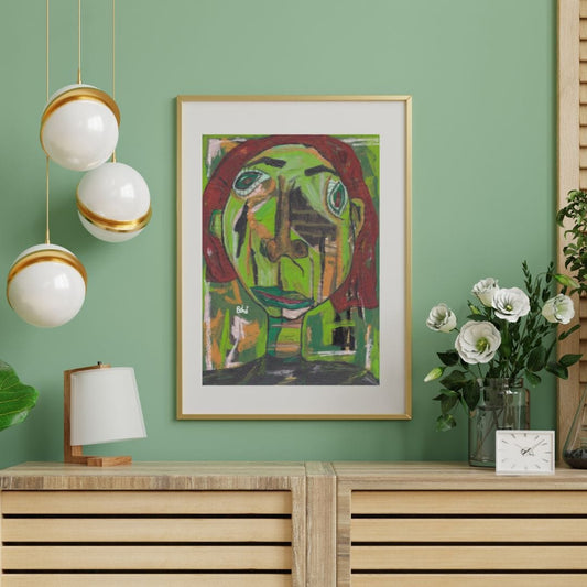 Posters, Prints, & Visual Artwork Green Creature Surreal Abstract Wall Art: "Weirdo"