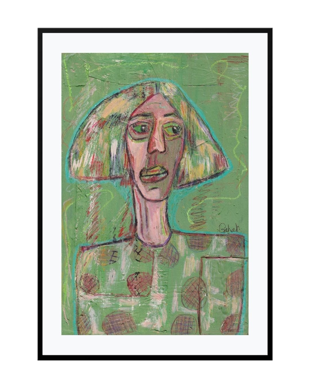 Posters, Prints, & Visual Artwork Green Girl Print - Vegetarian