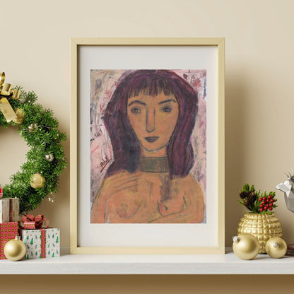 Posters, Prints, & Visual Artwork Introspective Girl Abstract Portrait: "When I Love"