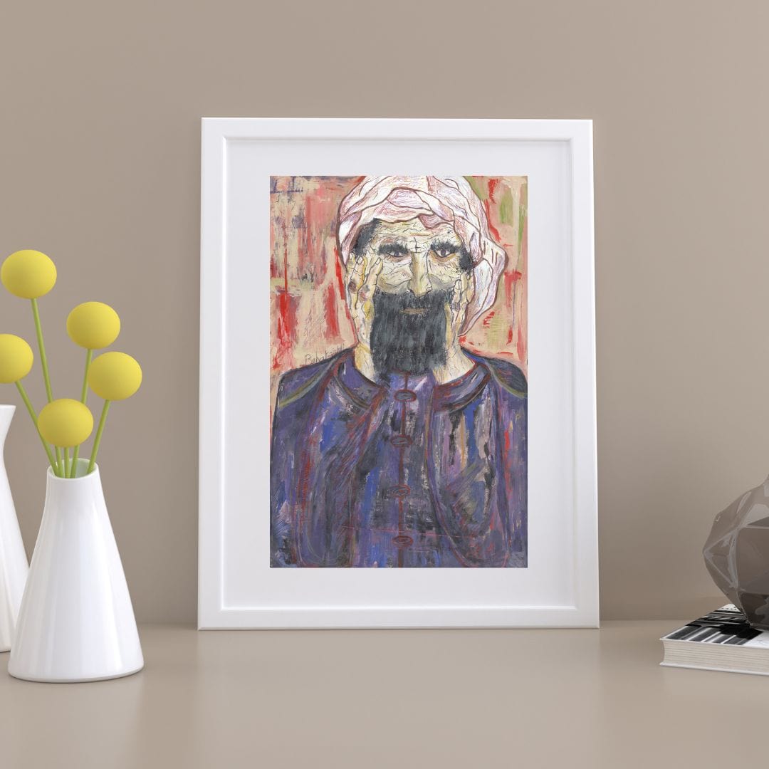 Posters, Prints, & Visual Artwork Man With Beard Expressionist Art: "The Wise Man"