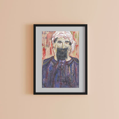 Posters, Prints, & Visual Artwork Man With Beard Expressionist Art: "The Wise Man"