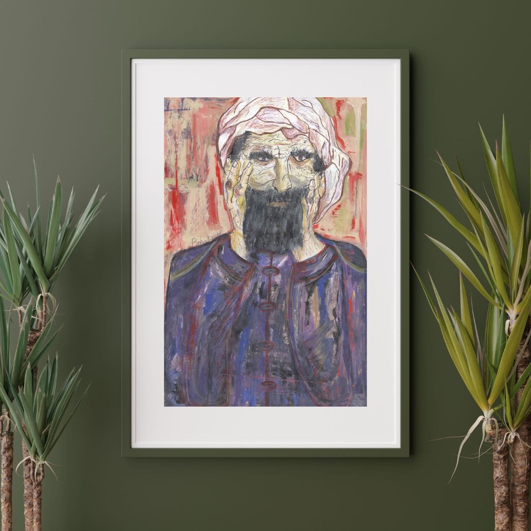 Posters, Prints, & Visual Artwork Man With Beard Expressionist Art: "The Wise Man"