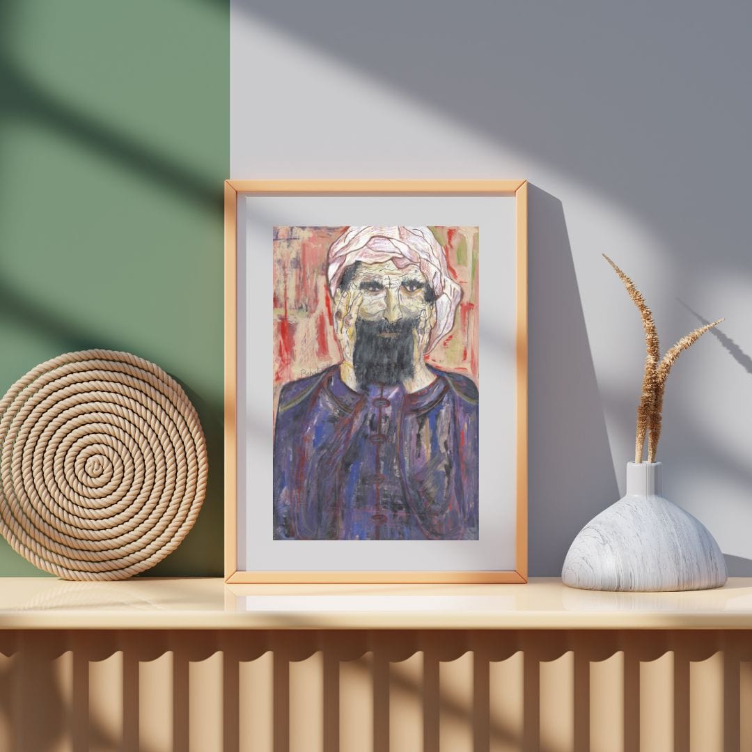 Posters, Prints, & Visual Artwork Man With Beard Expressionist Art: "The Wise Man"