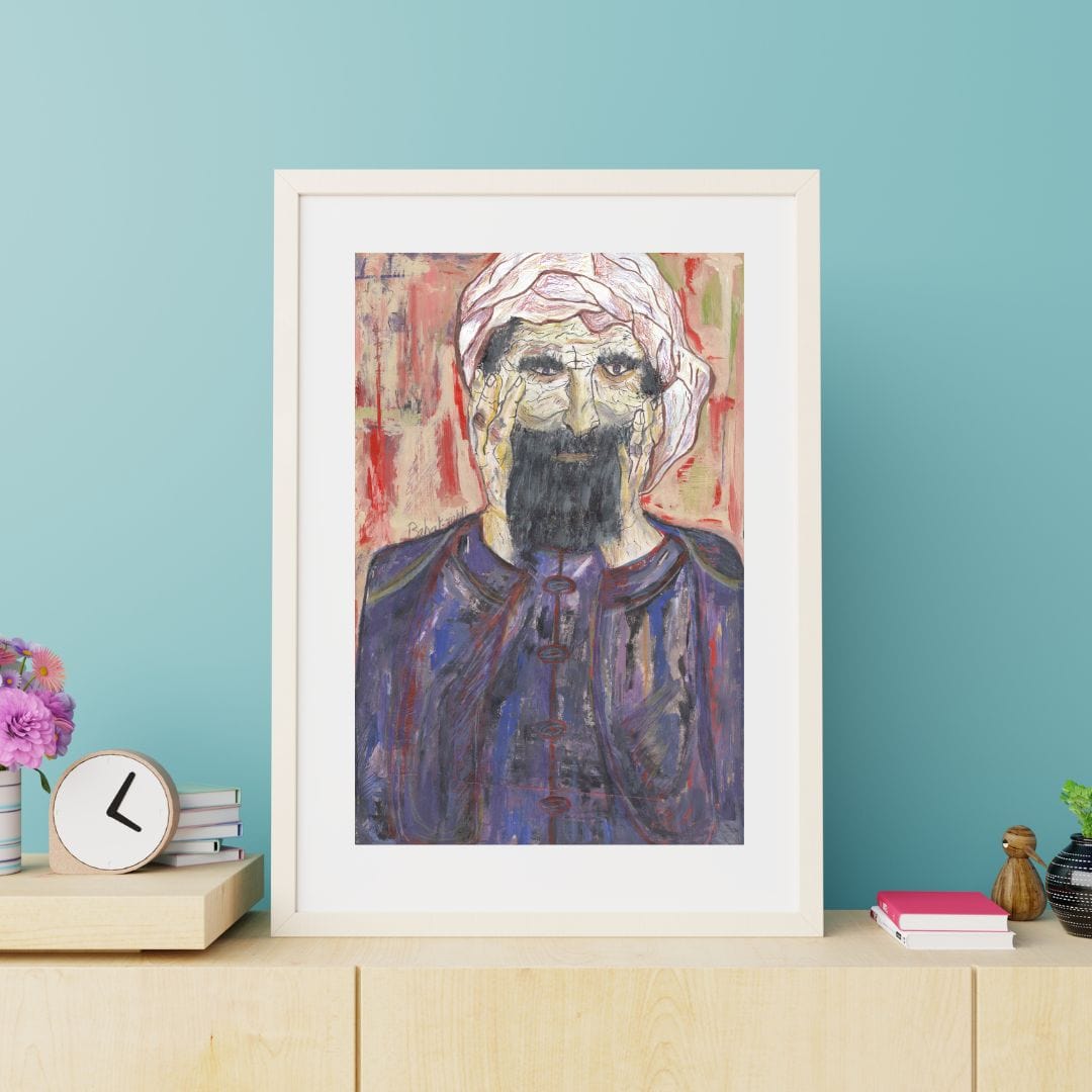 Posters, Prints, & Visual Artwork Man With Beard Expressionist Art: "The Wise Man"