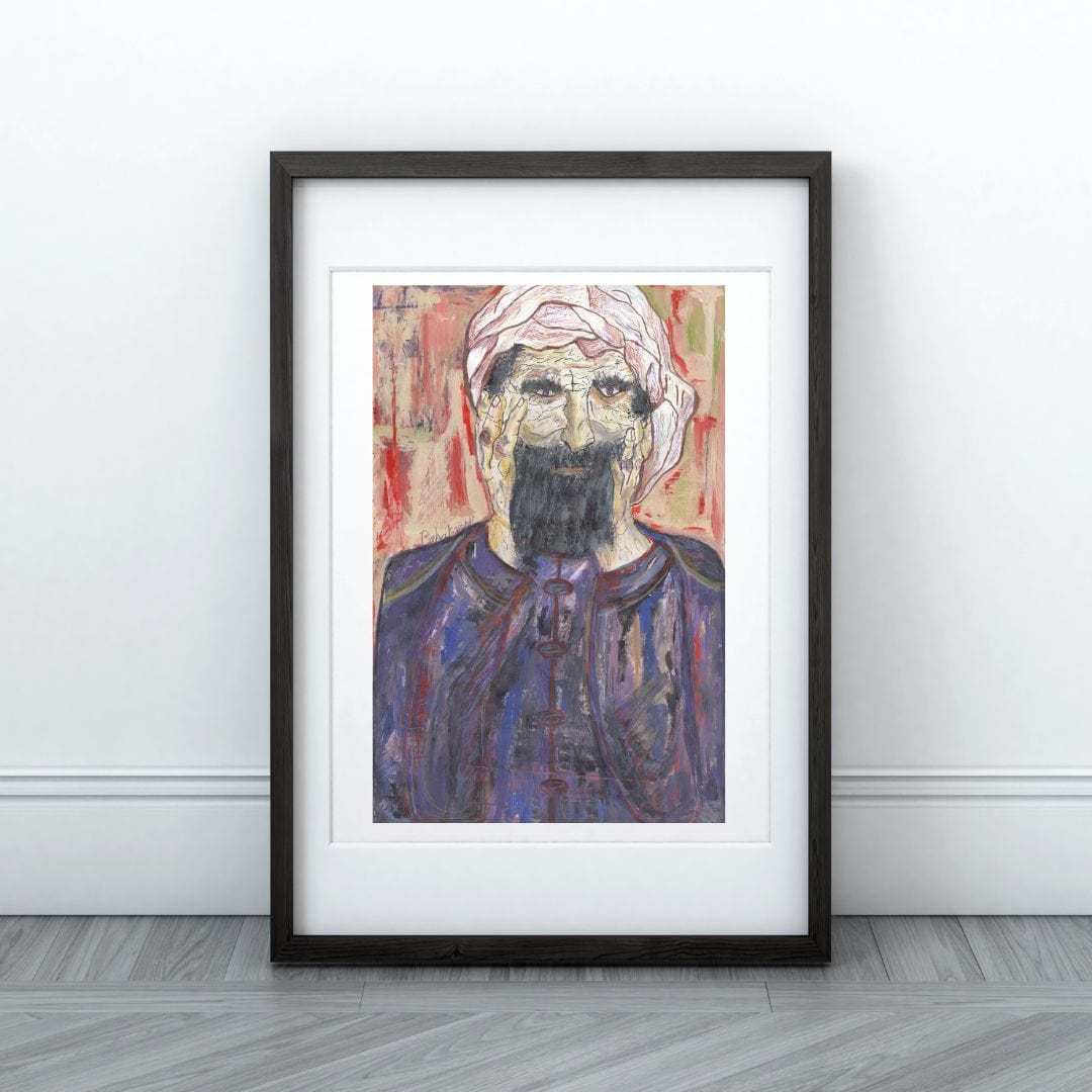 Posters, Prints, & Visual Artwork Man With Beard Expressionist Art: "The Wise Man"