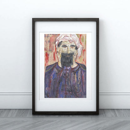 Posters, Prints, & Visual Artwork Man With Beard Expressionist Art: "The Wise Man"