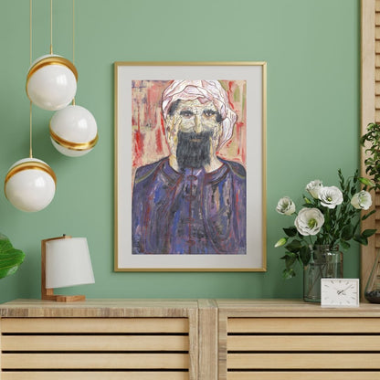 Posters, Prints, & Visual Artwork Man With Beard Expressionist Art: "The Wise Man"