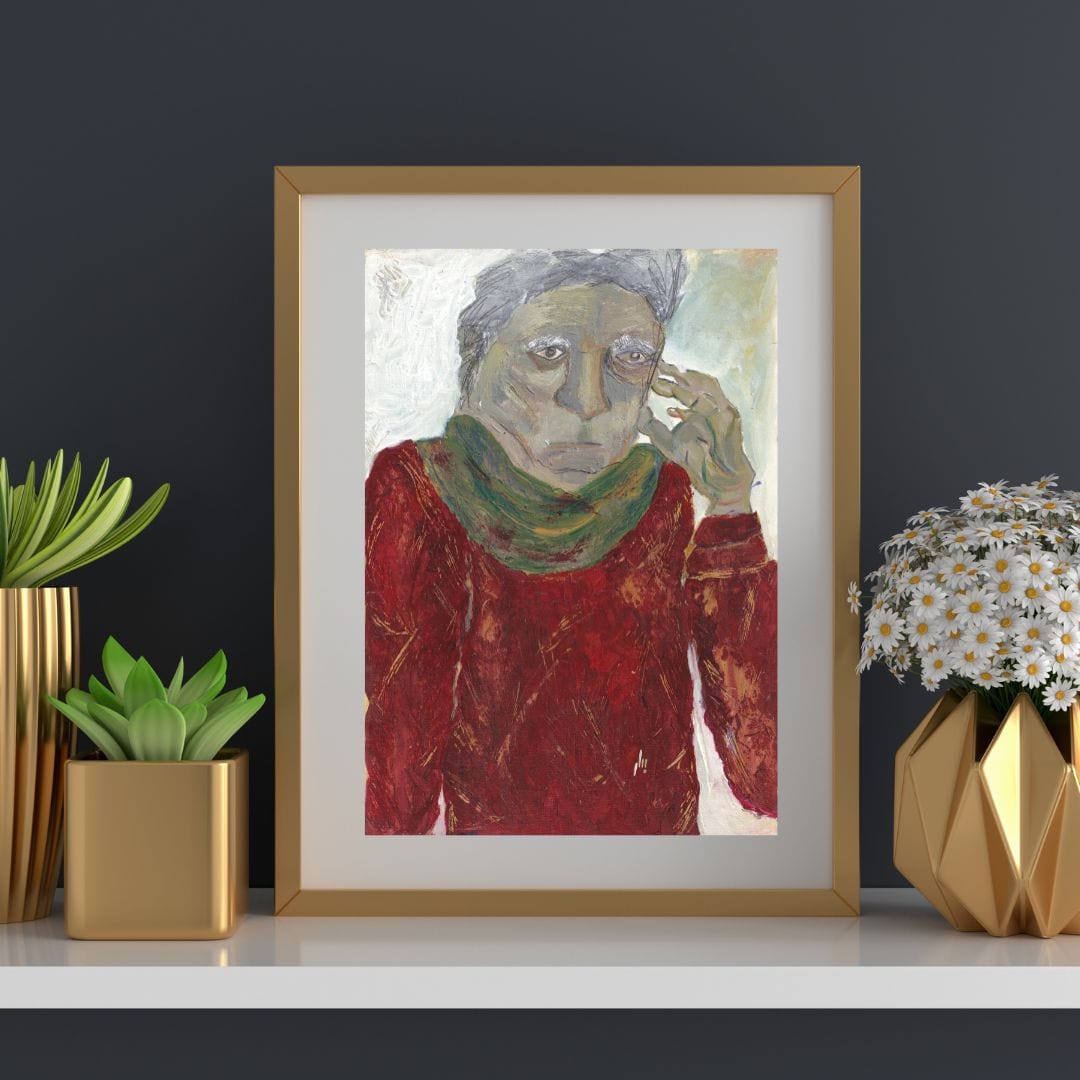 Posters, Prints, & Visual Artwork Man with Scarf Figurative Portrait: "Grandpa"