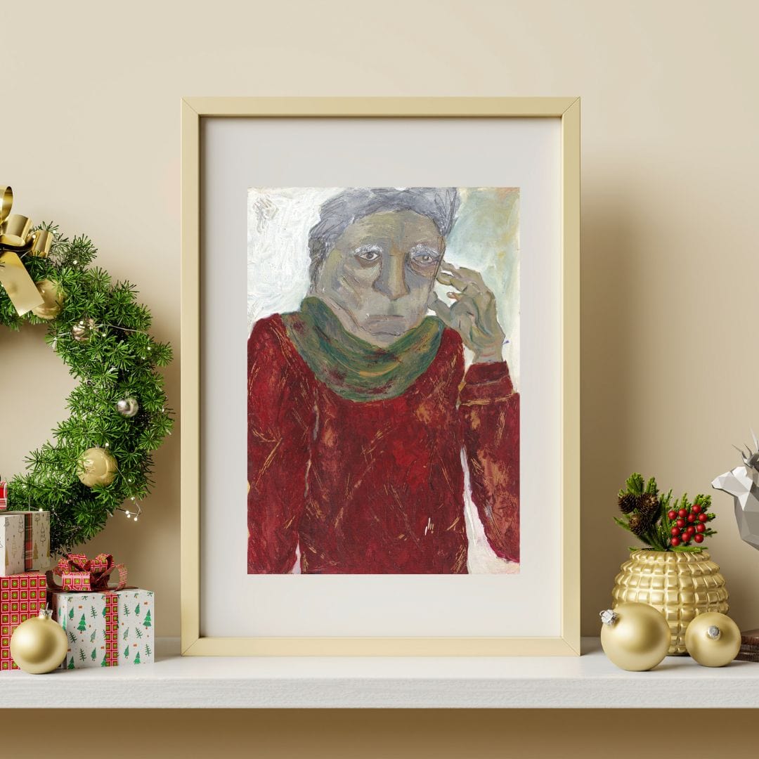 Posters, Prints, & Visual Artwork Man with Scarf Figurative Portrait: "Grandpa"