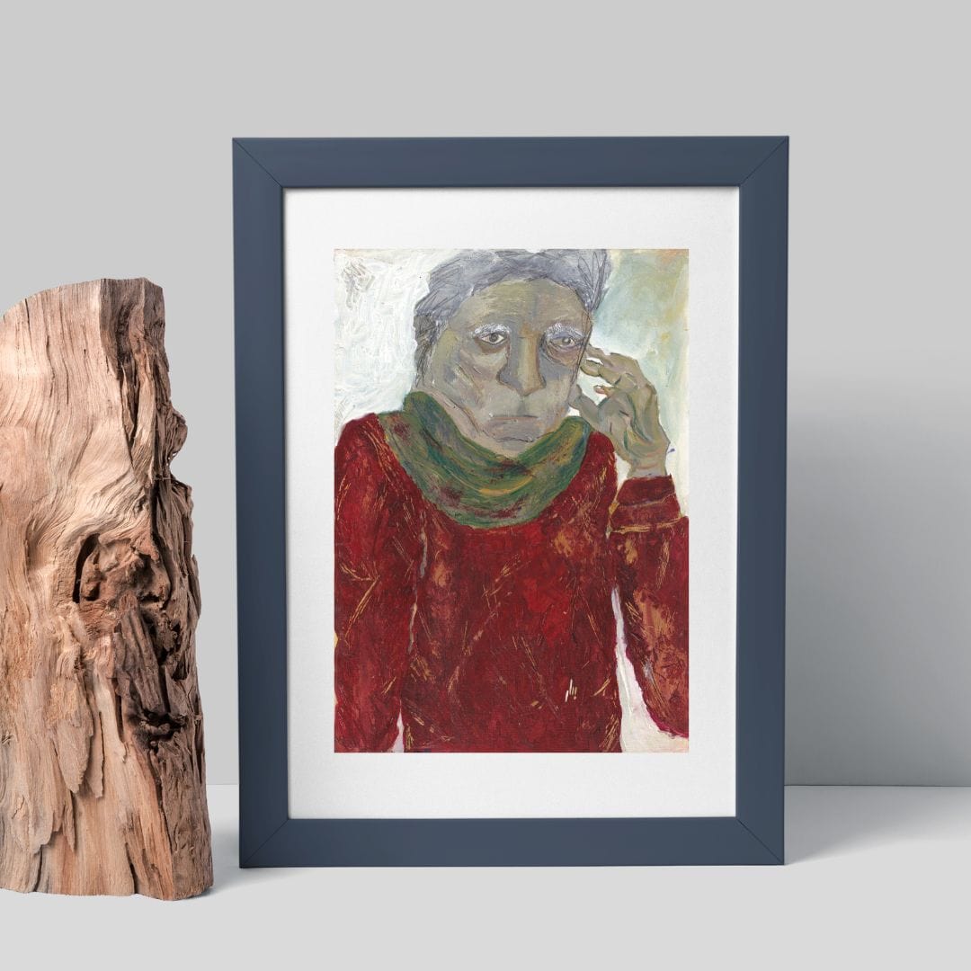 Posters, Prints, & Visual Artwork Man with Scarf Figurative Portrait: "Grandpa"