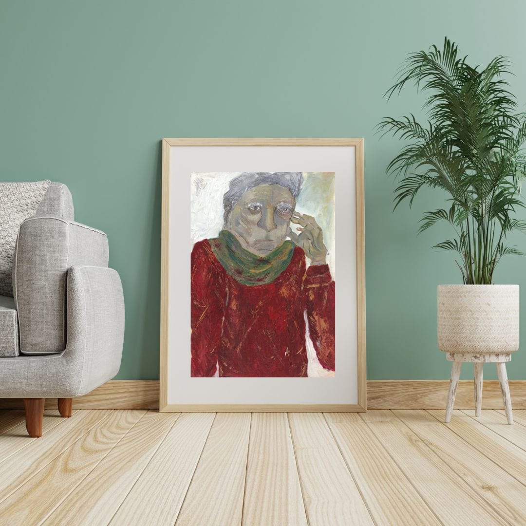 Posters, Prints, & Visual Artwork Man with Scarf Figurative Portrait: "Grandpa"