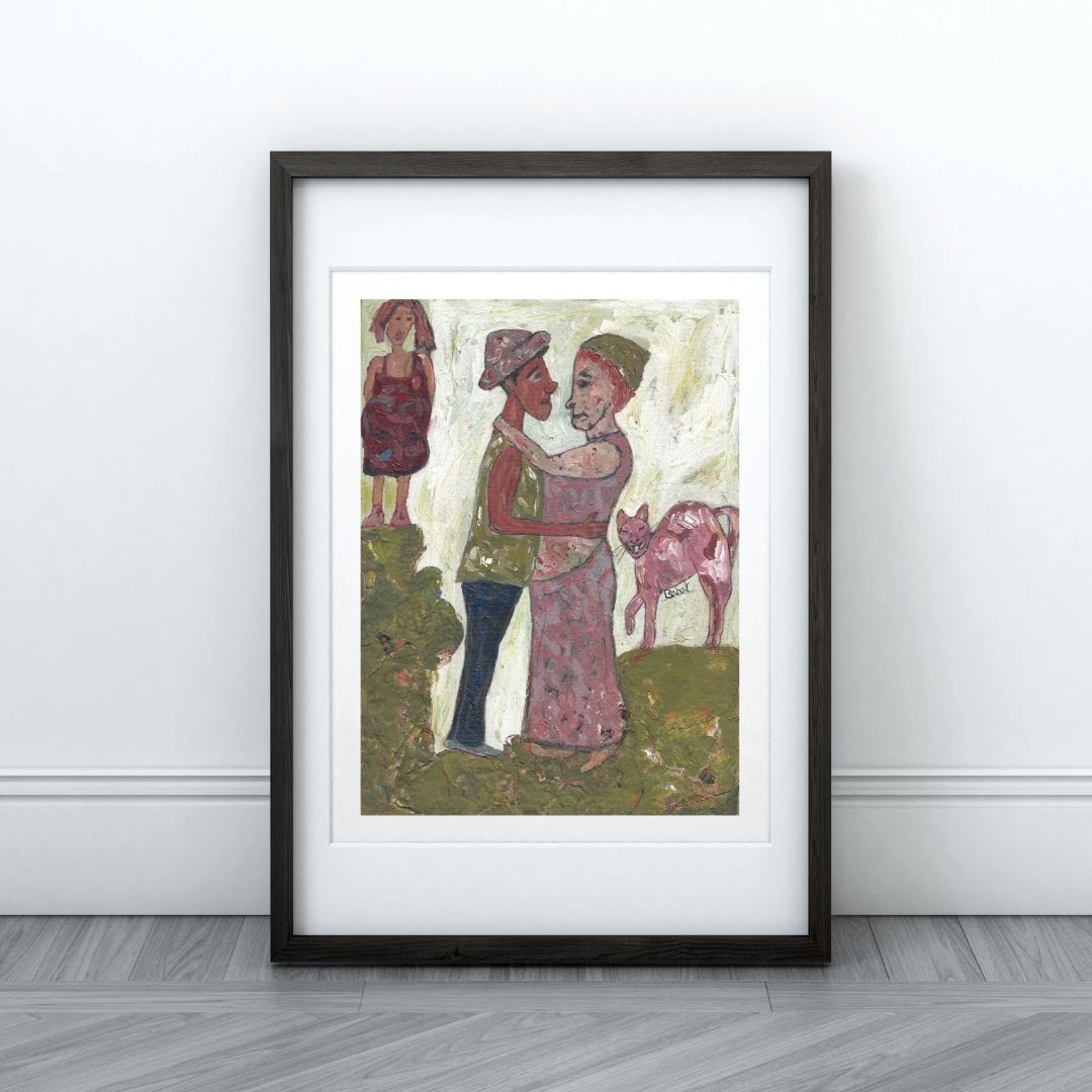 Posters, Prints, & Visual Artwork Modern Couple Acrylic Painting: "Forbidden Love"