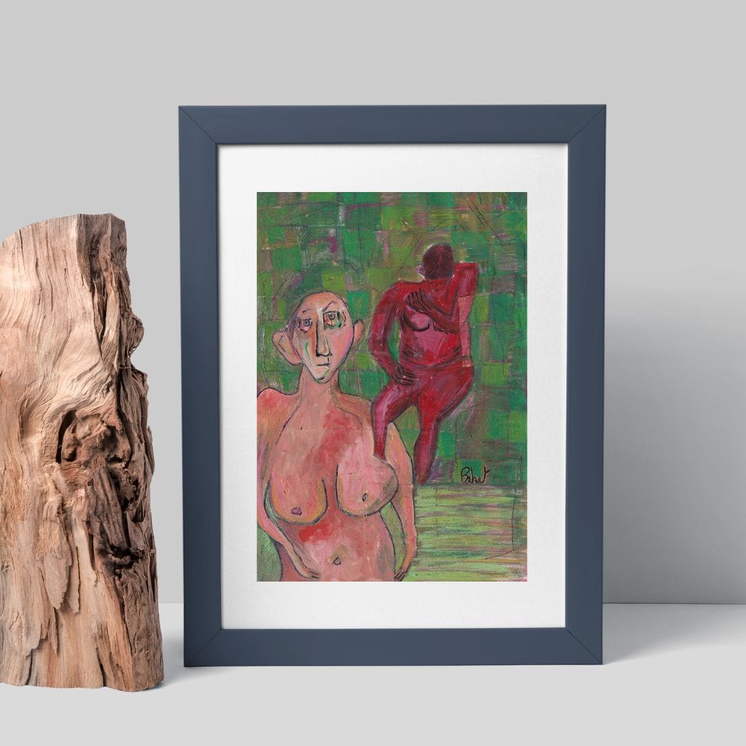 Posters, Prints, & Visual Artwork Modern Expressionist Figure Wall Art: "Green Spa"