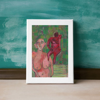 Posters, Prints, & Visual Artwork Modern Expressionist Figure Wall Art: "Green Spa"