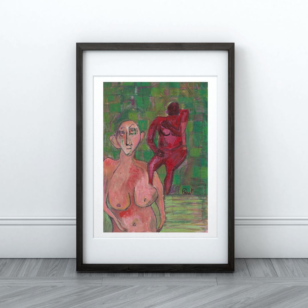 Posters, Prints, & Visual Artwork Modern Expressionist Figure Wall Art: "Green Spa"