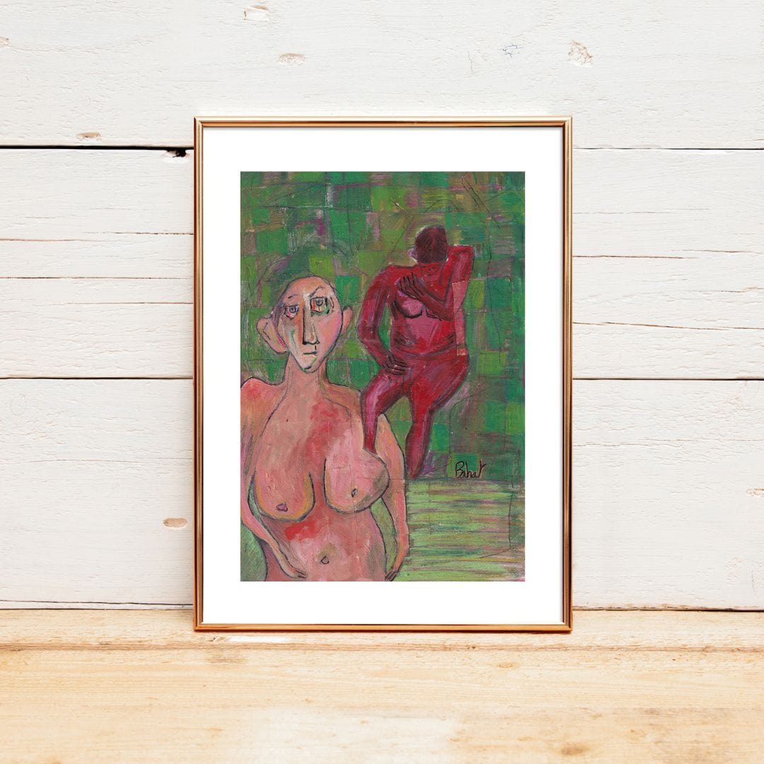 Posters, Prints, & Visual Artwork Modern Expressionist Figure Wall Art: "Green Spa"