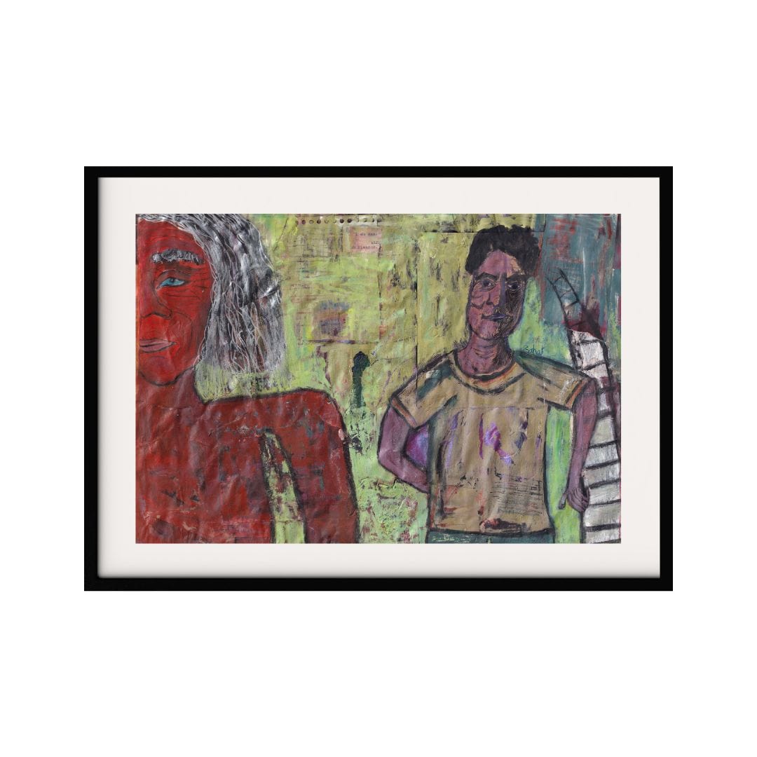 Posters, Prints, & Visual Artwork Modern Figurative Expressionist Art Print: "Ladder"