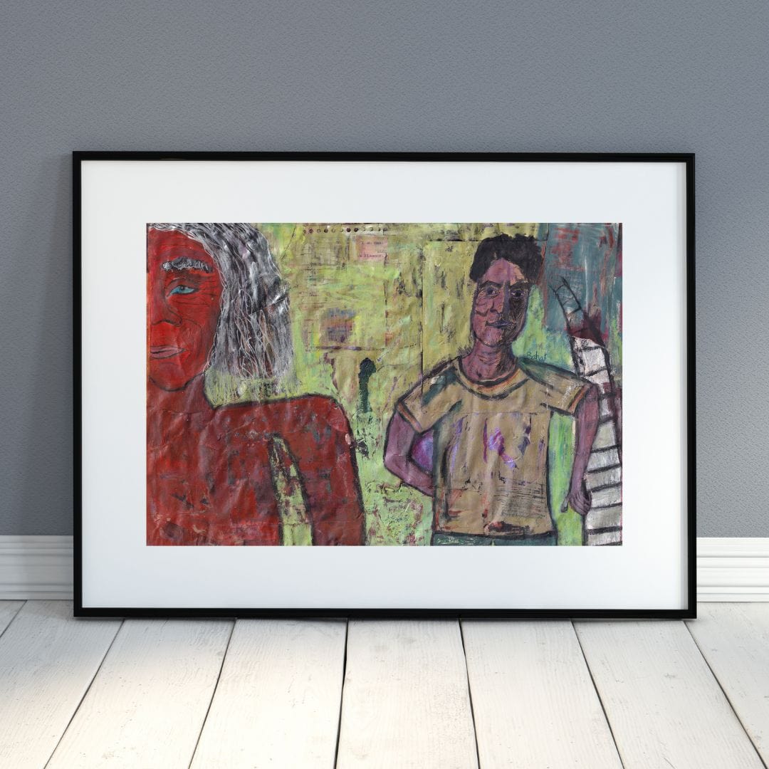 Posters, Prints, & Visual Artwork Modern Figurative Expressionist Art Print: "Ladder"