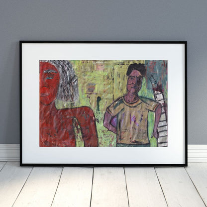 Posters, Prints, & Visual Artwork Modern Figurative Expressionist Art Print: "Ladder"