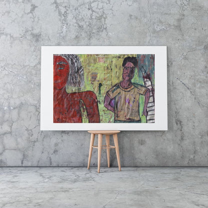 Posters, Prints, & Visual Artwork Modern Figurative Expressionist Art Print: "Ladder"