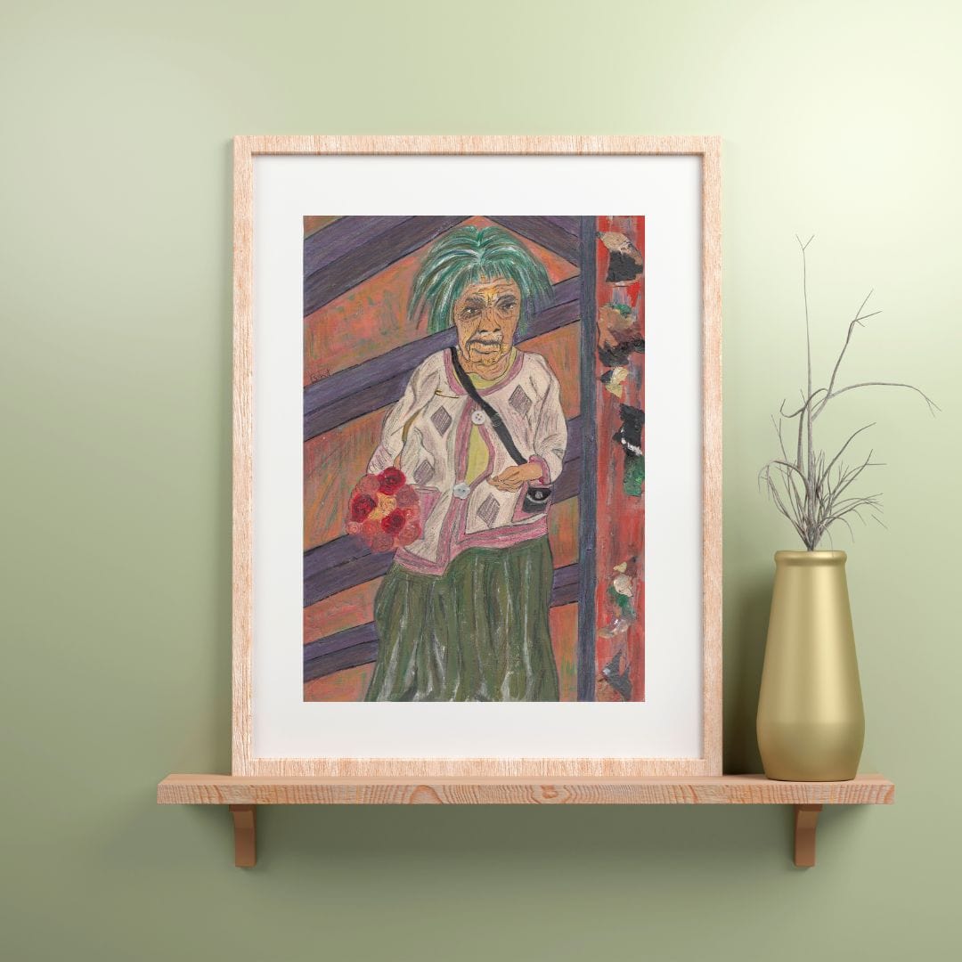 Posters, Prints, & Visual Artwork Old Lady Figurative Expressionist Art: "Kind Crone"