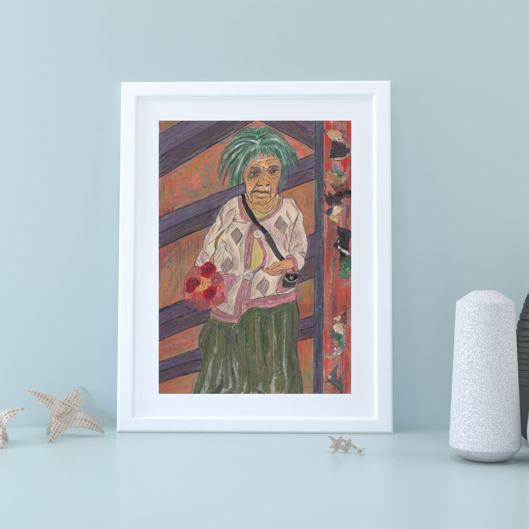 Posters, Prints, & Visual Artwork Old Lady Figurative Expressionist Art: "Kind Crone"