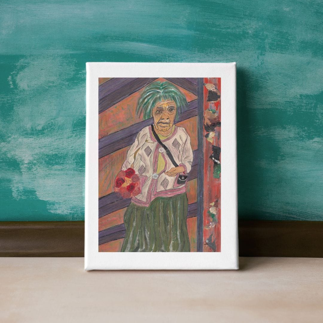 Posters, Prints, & Visual Artwork Old Lady Figurative Expressionist Art: "Kind Crone"