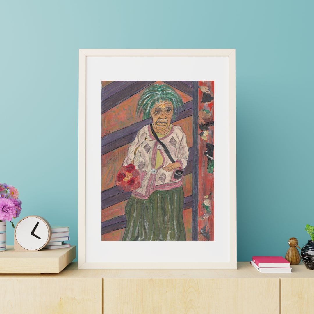 Posters, Prints, & Visual Artwork Old Lady Figurative Expressionist Art: "Kind Crone"