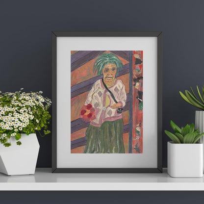 Posters, Prints, & Visual Artwork Old Lady Figurative Expressionist Art: "Kind Crone"