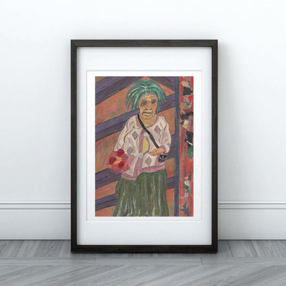 Posters, Prints, & Visual Artwork Old Lady Figurative Expressionist Art: "Kind Crone"