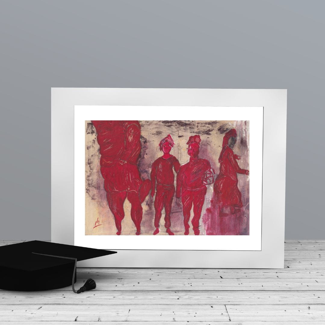 Posters, Prints, & Visual Artwork People In Red Abstract Expressionism Art: "Race"