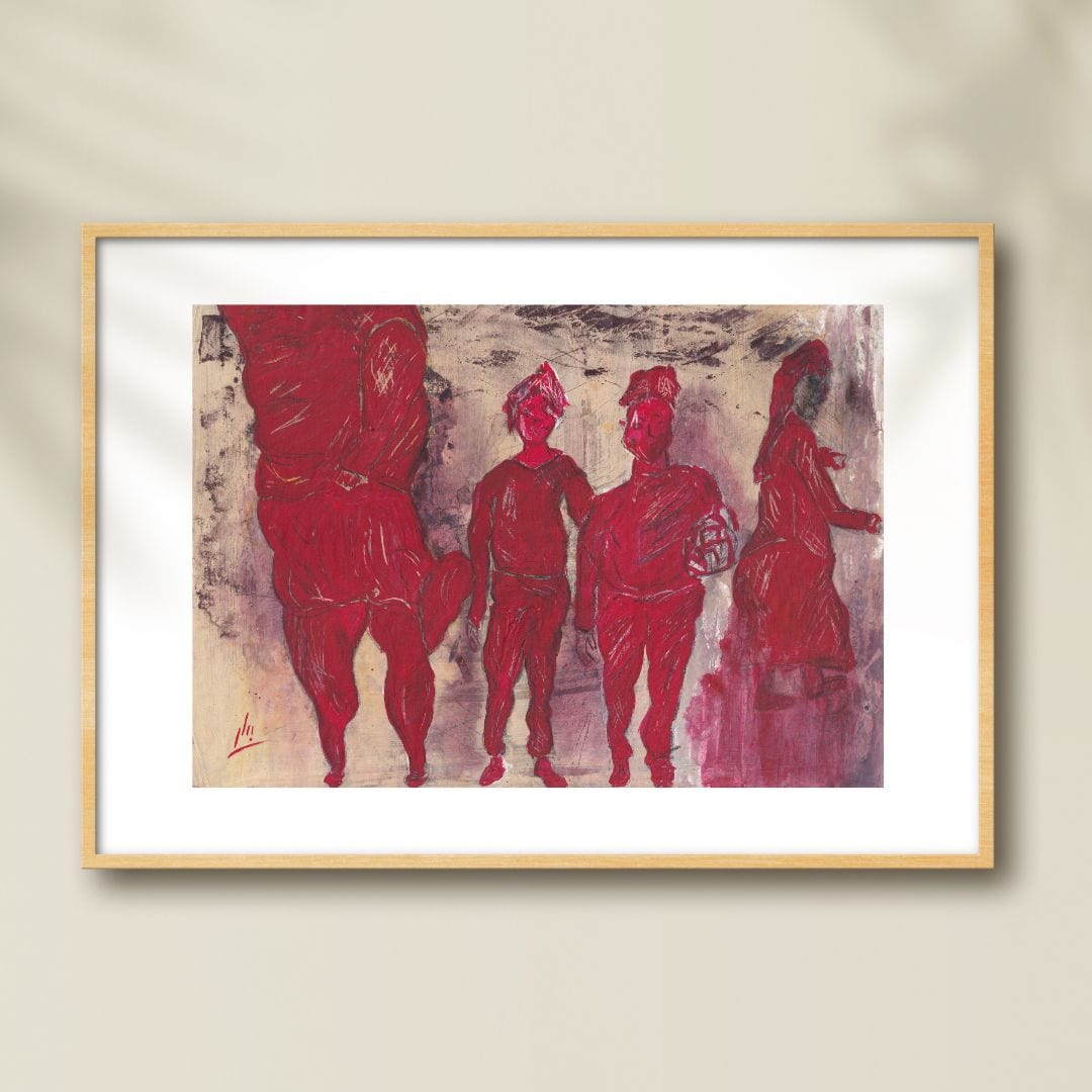 Posters, Prints, & Visual Artwork People In Red Abstract Expressionism Art: "Race"